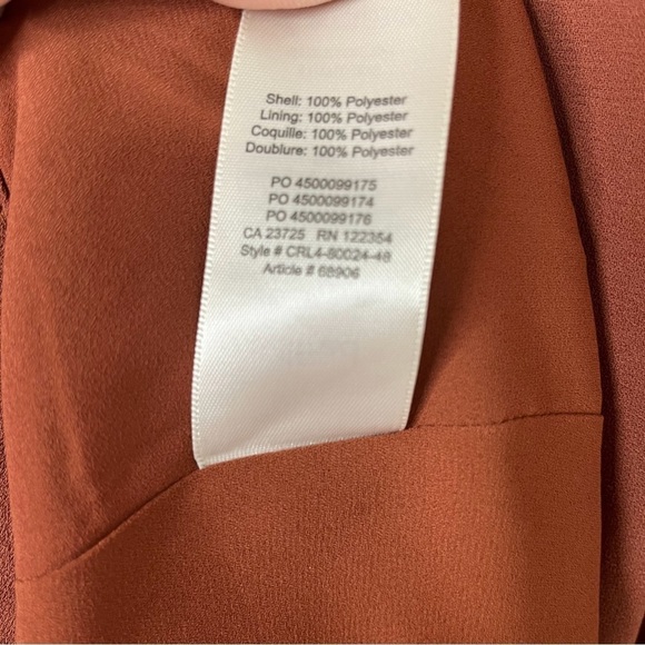 Wilfred Long Sleeve Ruffle Mini Dress Rust Brown Size XS Fall Boho Cinched Waist - Picture 8 of 8